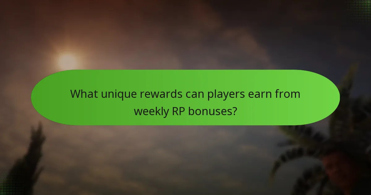 What unique rewards can players earn from weekly RP bonuses?