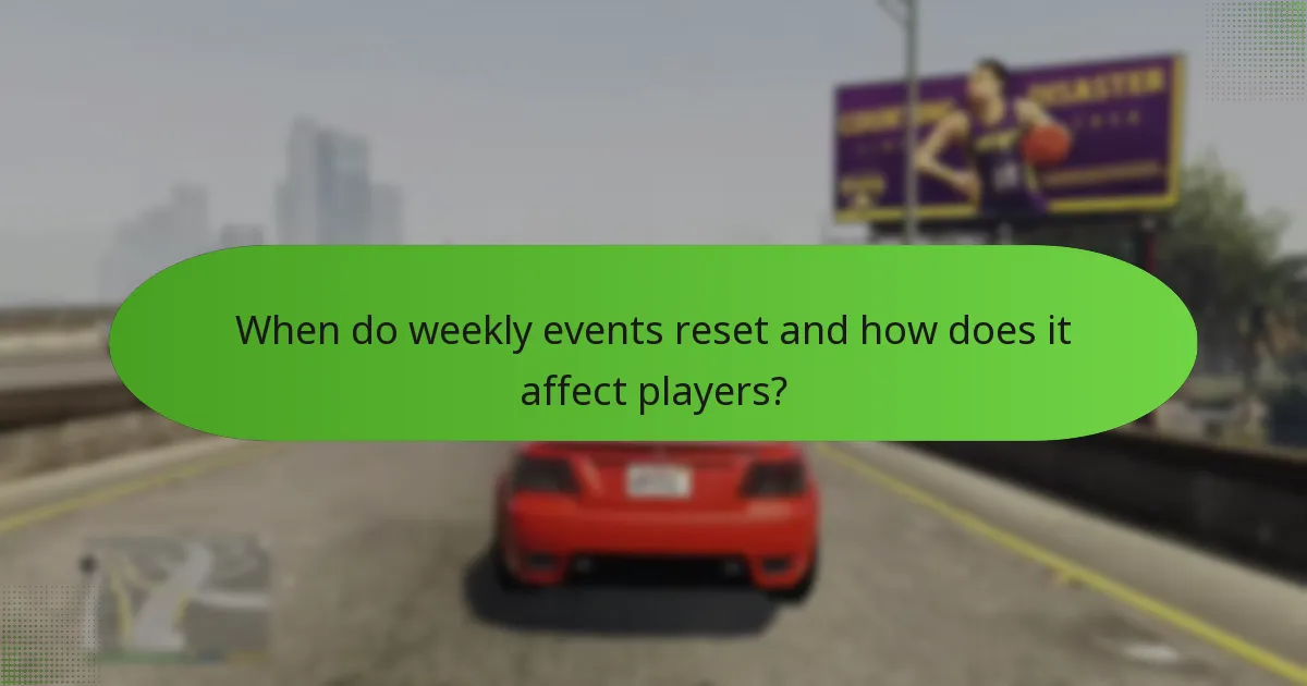When do weekly events reset and how does it affect players?